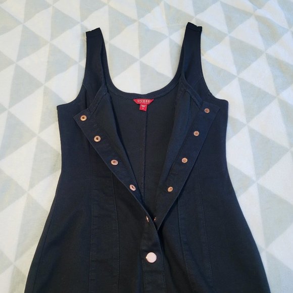 GUESS Black Denim Dress, Sexy Y2K Jumper, Bodycon Retro 90s Dress, Size S - Picture 4 of 9